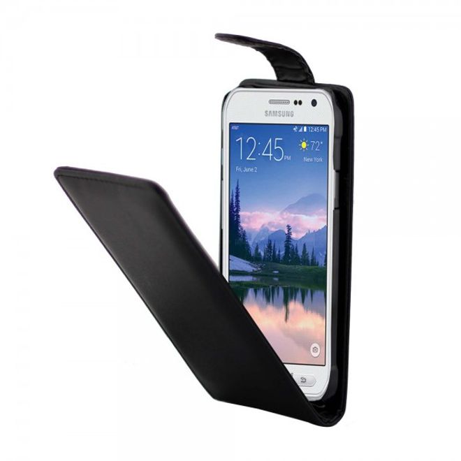 Samsung Galaxy S6 Active Leder Flip Case vertikal - schwarz