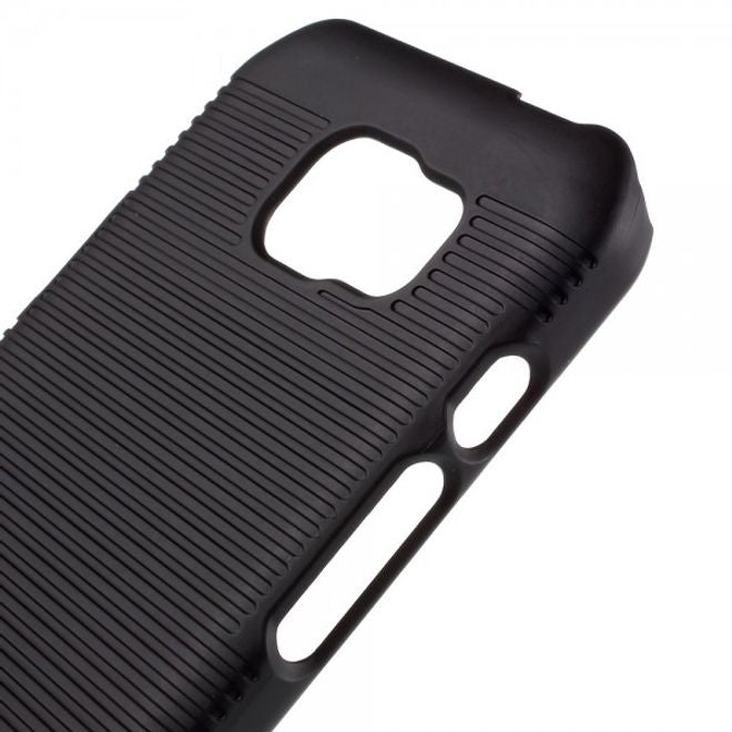 Samsung Galaxy S6 Active Gummiertes, robustes Hart Plastik Case mit Gurthalterung
