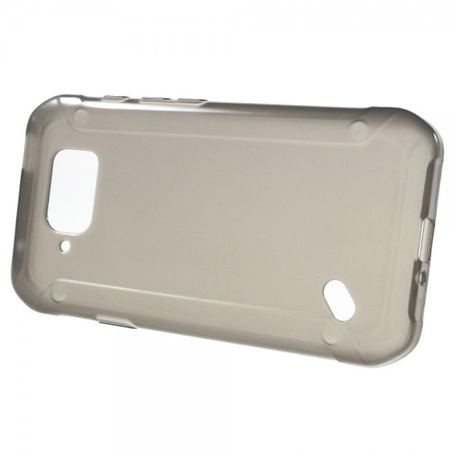 Samsung Galaxy S6 Active Elastisches, leicht glänzendes Plastik Case - grau