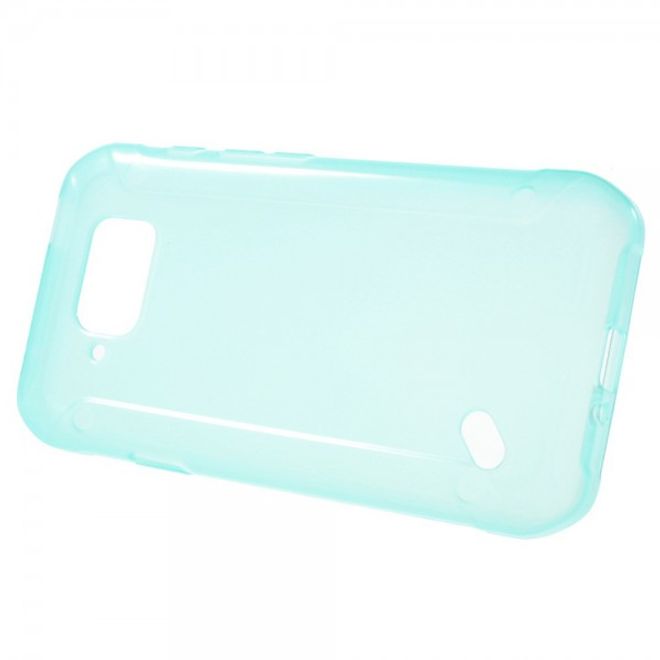 Samsung Galaxy S6 Active Elastisches, leicht glänzendes Plastik Case - cyan