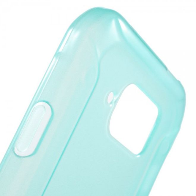 Samsung Galaxy S6 Active Elastisches, leicht glänzendes Plastik Case - cyan