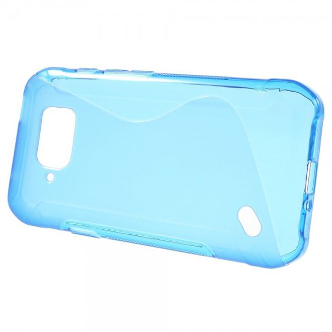 Samsung Galaxy S6 Active Elastisches Plastik Case S-Shape - blau