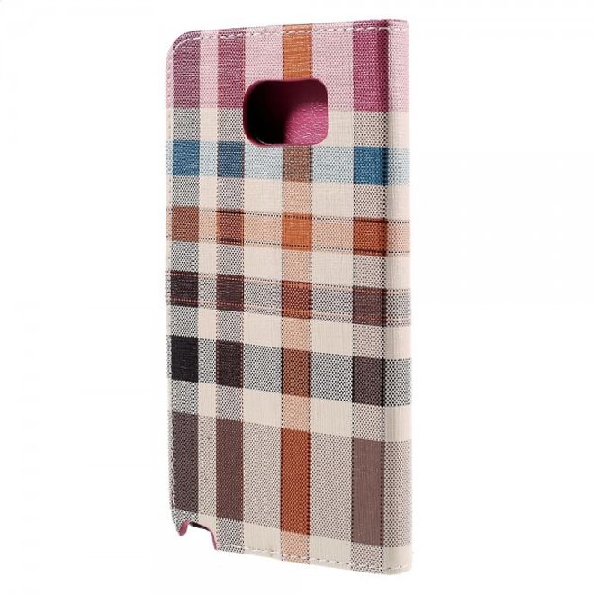 Samsung Galaxy Note 5 Kariertes Leder Flip Case - rosa