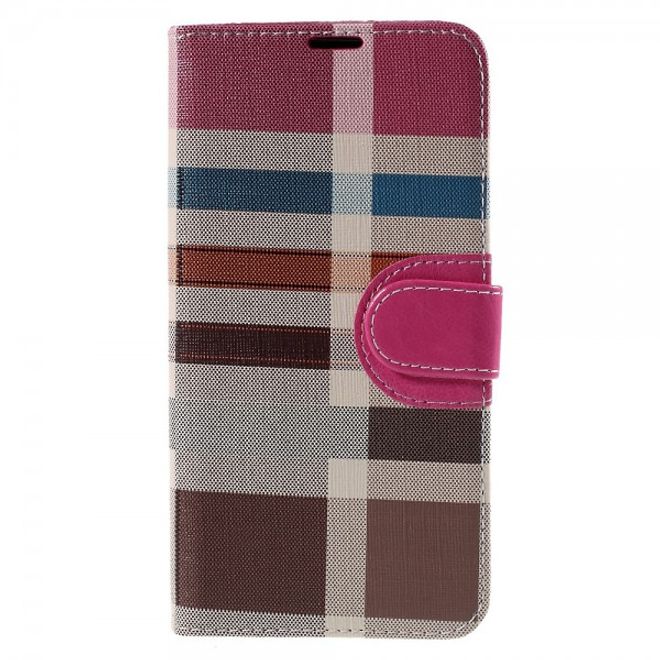 Samsung Galaxy Note 5 Kariertes Leder Flip Case - rosa