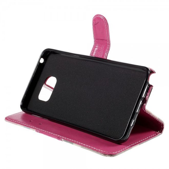 Samsung Galaxy Note 5 Kariertes Leder Flip Case - rosa