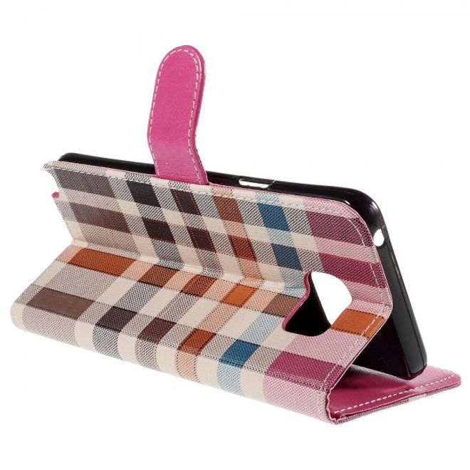 Samsung Galaxy Note 5 Kariertes Leder Flip Case - rosa