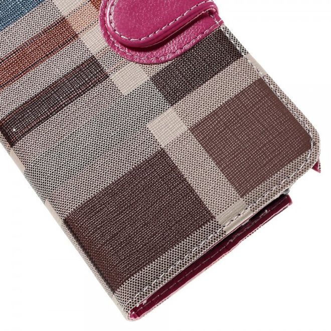 Samsung Galaxy Note 5 Kariertes Leder Flip Case - rosa