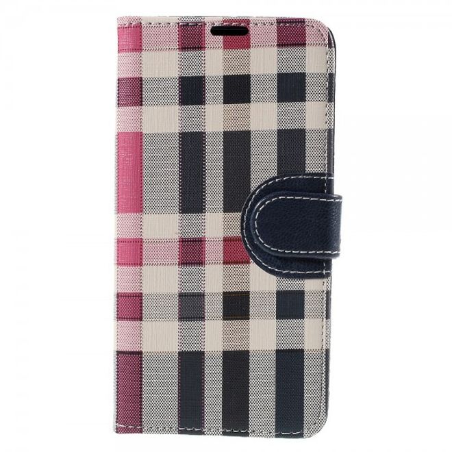 Samsung Galaxy Note 5 Kariertes Leder Flip Case - blau