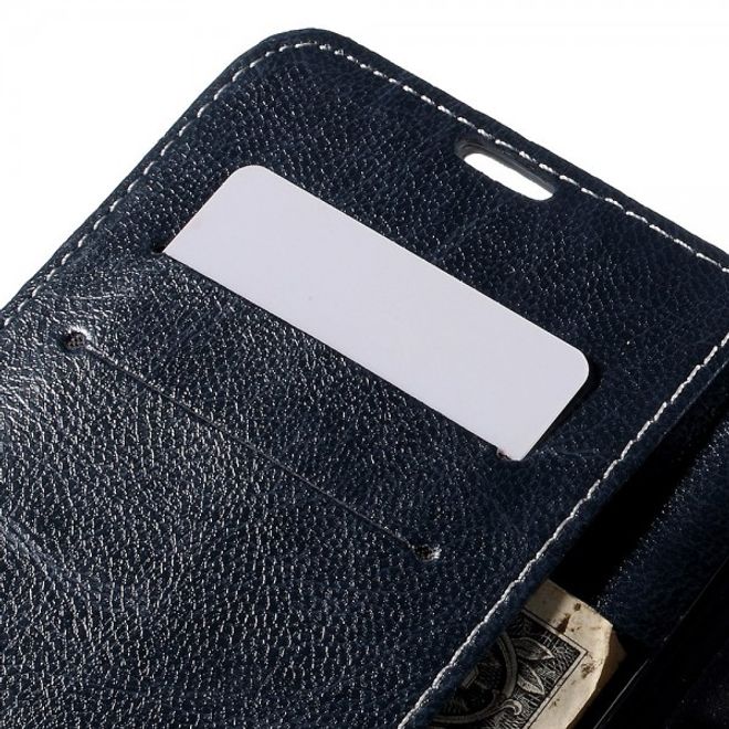 Samsung Galaxy Note 5 Kariertes Leder Flip Case - blau