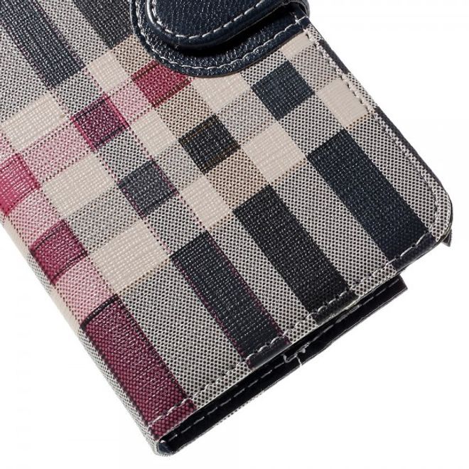 Samsung Galaxy Note 5 Kariertes Leder Flip Case - blau