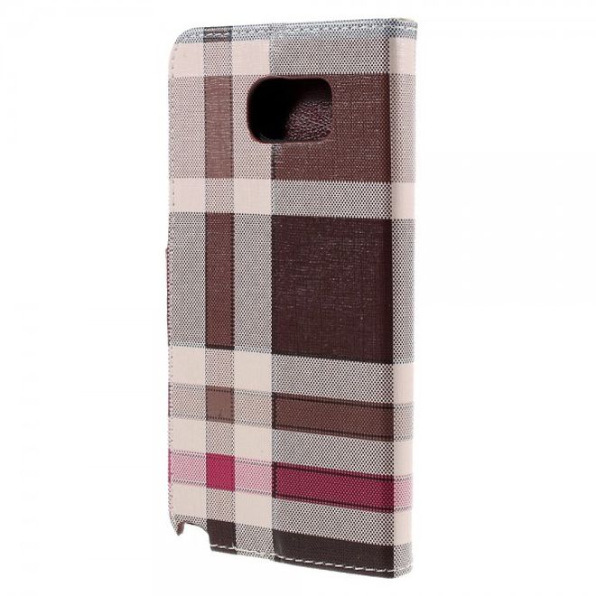 Samsung Galaxy Note 5 Kariertes Leder Flip Case - kaffeefarben