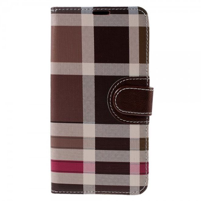 Samsung Galaxy Note 5 Kariertes Leder Flip Case - kaffeefarben