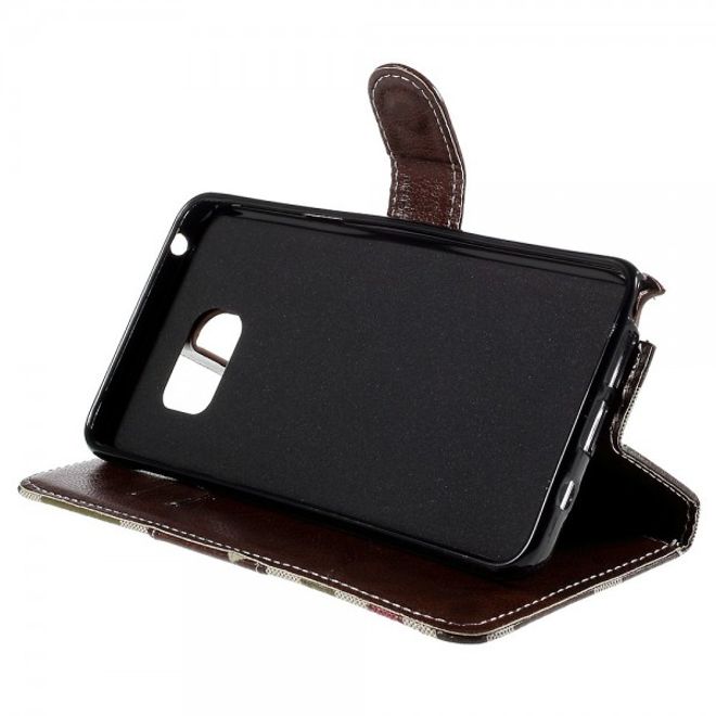 Samsung Galaxy Note 5 Kariertes Leder Flip Case - kaffeefarben