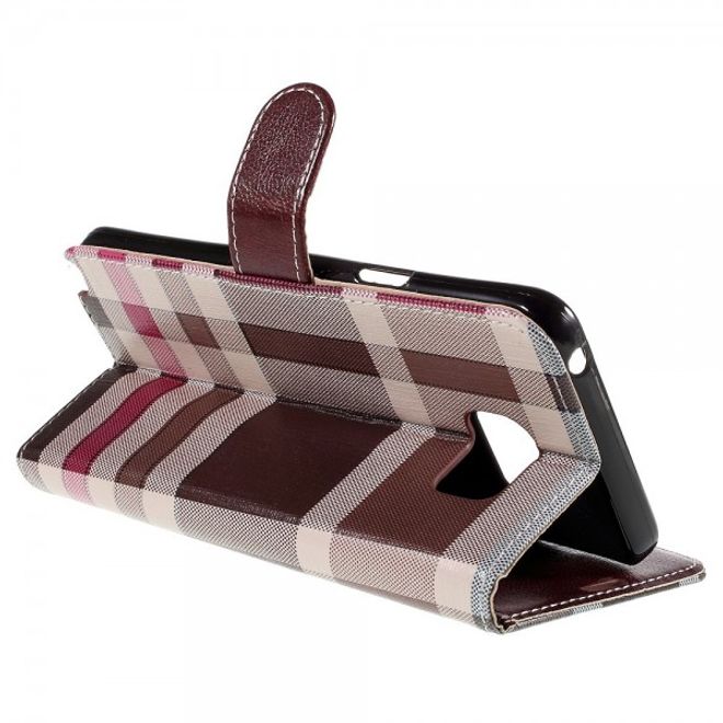 Samsung Galaxy Note 5 Kariertes Leder Flip Case - kaffeefarben
