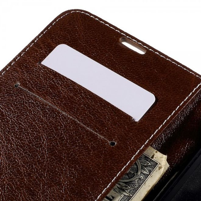 Samsung Galaxy Note 5 Kariertes Leder Flip Case - kaffeefarben