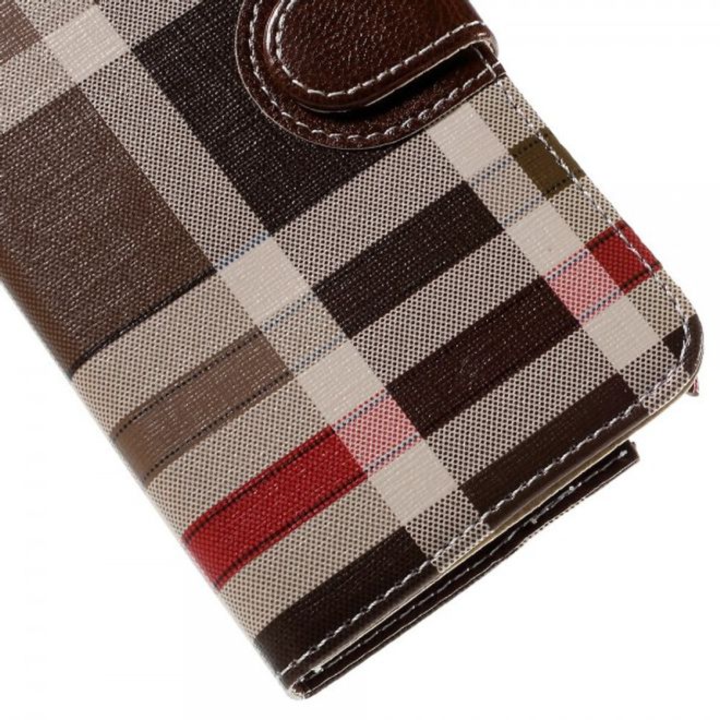 Samsung Galaxy Note 5 Kariertes Leder Flip Case - kaffeefarben