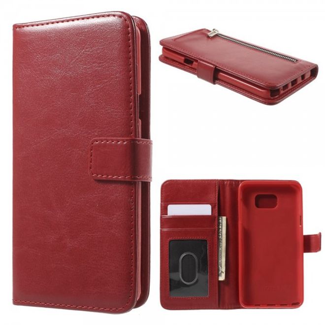 Samsung Galaxy Note 5 Magnetisches Leder Etui mit abnehmbarem Plastik Case - rot