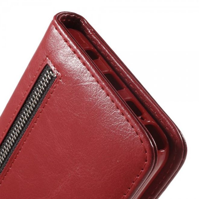 Samsung Galaxy Note 5 Magnetisches Leder Etui mit abnehmbarem Plastik Case - rot