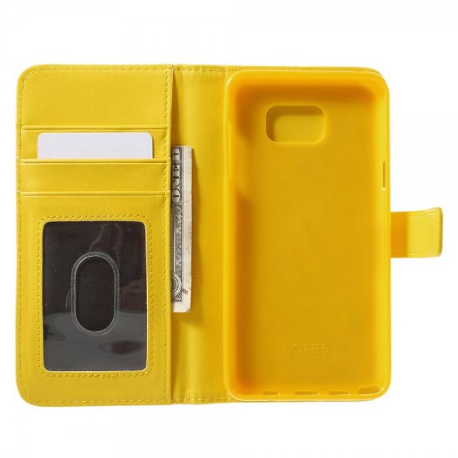 Samsung Galaxy Note 5 Magnetisches Leder Etui mit abnehmbarem Plastik Case - gelb