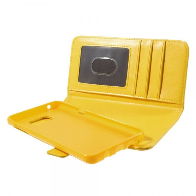 Samsung Galaxy Note 5 Magnetisches Leder Etui mit abnehmbarem Plastik Case - gelb