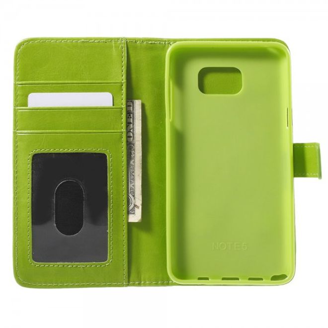 Samsung Galaxy Note 5 Magnetisches Leder Etui mit abnehmbarem Plastik Case - grün