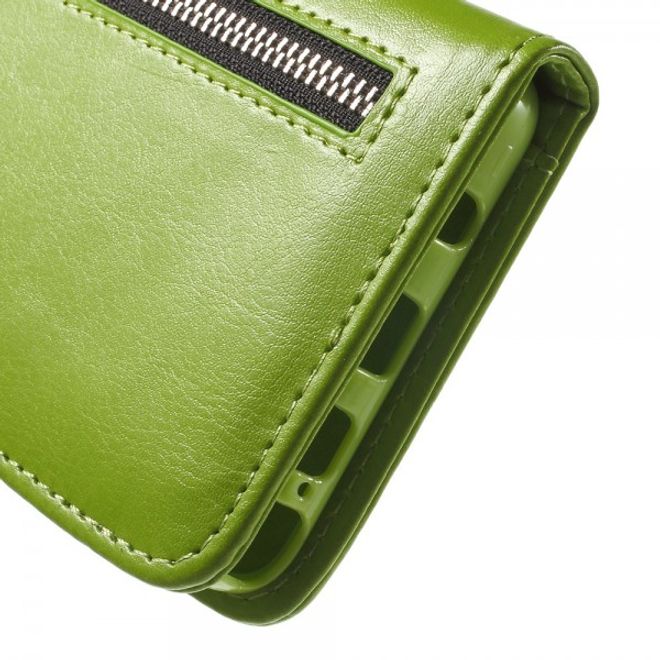 Samsung Galaxy Note 5 Magnetisches Leder Etui mit abnehmbarem Plastik Case - grün