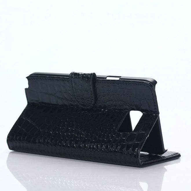 Samsung Galaxy Note 5 Leder Case mit Krokodilmuster - schwarz