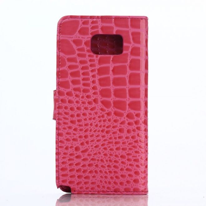 Samsung Galaxy Note 5 Leder Case mit Krokodilmuster - rosa
