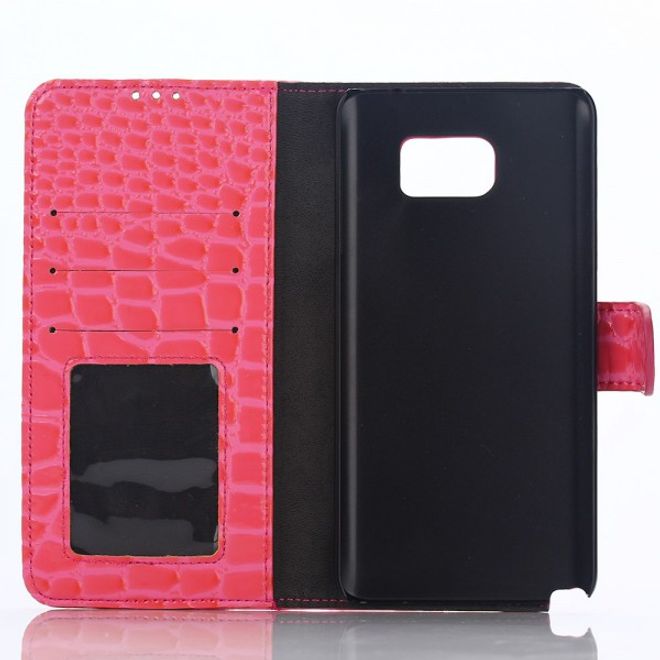 Samsung Galaxy Note 5 Leder Case mit Krokodilmuster - rosa