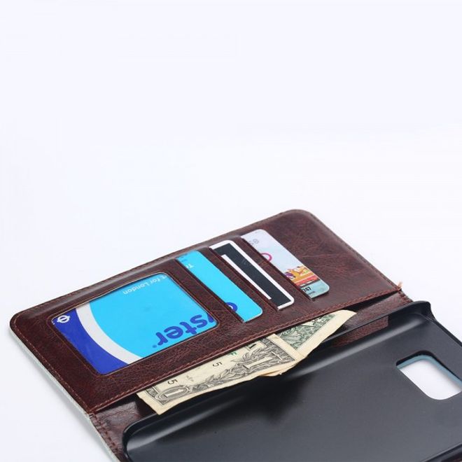 Samsung Galaxy Note 5 Leder Case im Jeans Look mit Standfunktion - hellblau