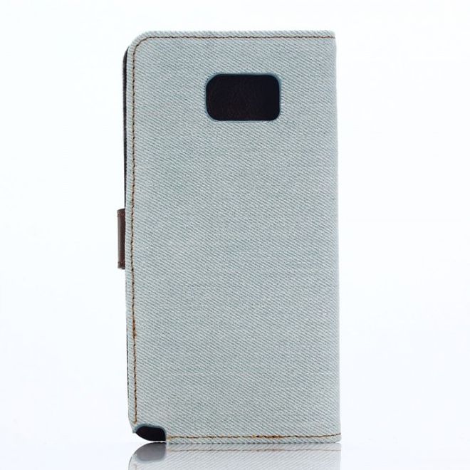 Samsung Galaxy Note 5 Leder Case im Jeans Look mit Standfunktion - hellblau