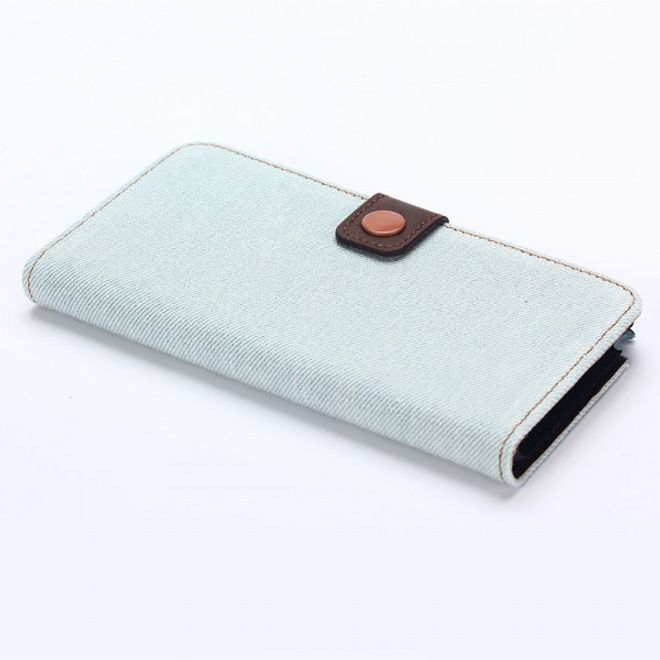Samsung Galaxy Note 5 Leder Case im Jeans Look mit Standfunktion - hellblau