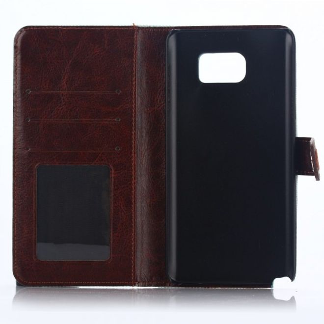 Samsung Galaxy Note 5 Leder Case im Jeans Look mit Standfunktion - hellblau