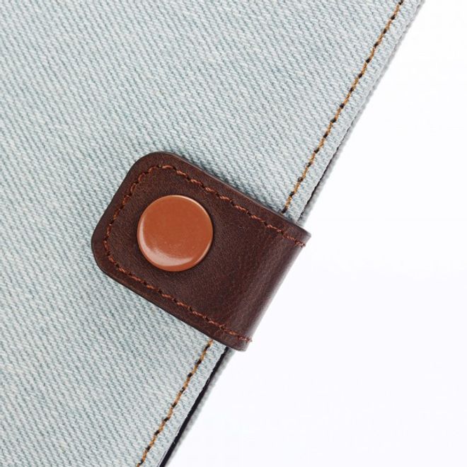 Samsung Galaxy Note 5 Leder Case im Jeans Look mit Standfunktion - hellblau