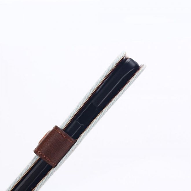 Samsung Galaxy Note 5 Leder Case im Jeans Look mit Standfunktion - hellblau