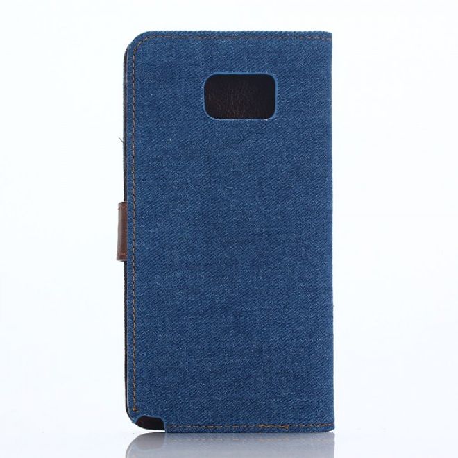 Samsung Galaxy Note 5 Leder Case im Jeans Look mit Standfunktion - blau