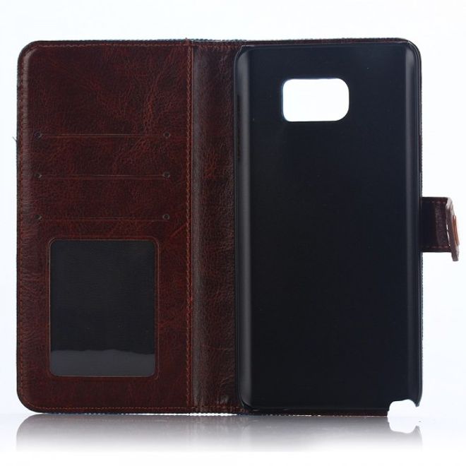 Samsung Galaxy Note 5 Leder Case im Jeans Look mit Standfunktion - blau