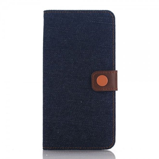 Samsung Galaxy Note 5 Leder Case im Jeans Look mit Standfunktion - schwarz/blau