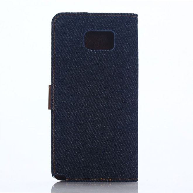 Samsung Galaxy Note 5 Leder Case im Jeans Look mit Standfunktion - schwarz/blau