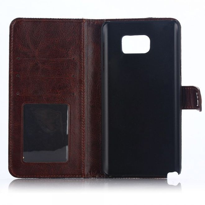 Samsung Galaxy Note 5 Leder Case im Jeans Look mit Standfunktion - schwarz/blau