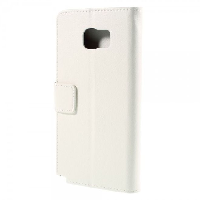 Samsung Galaxy Note 5 Leder Case mit Litchitextur und Standfunktion - weiss