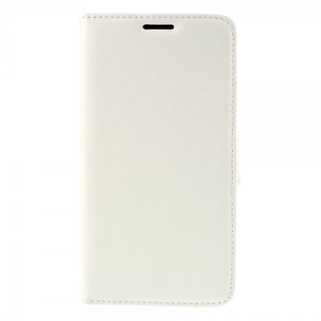 Samsung Galaxy Note 5 Leder Case mit Litchitextur und Standfunktion - weiss