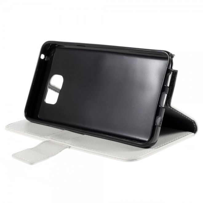 Samsung Galaxy Note 5 Leder Case mit Litchitextur und Standfunktion - weiss