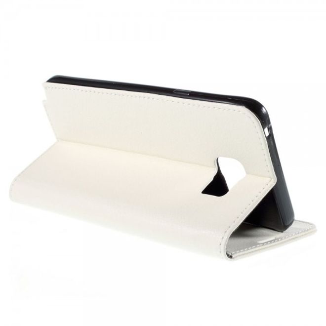 Samsung Galaxy Note 5 Leder Case mit Litchitextur und Standfunktion - weiss