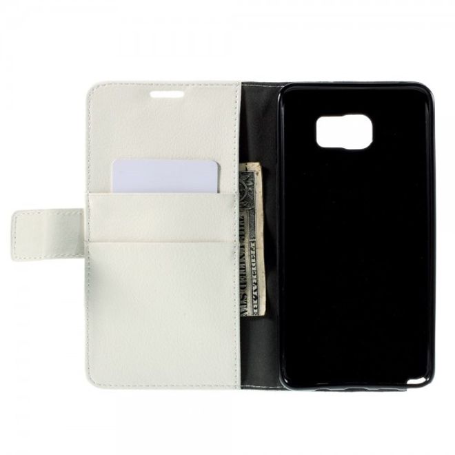 Samsung Galaxy Note 5 Leder Case mit Litchitextur und Standfunktion - weiss