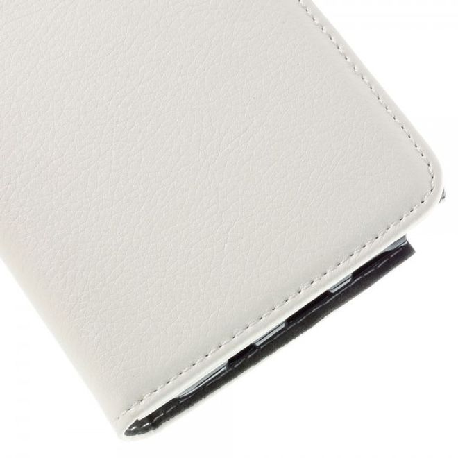 Samsung Galaxy Note 5 Leder Case mit Litchitextur und Standfunktion - weiss