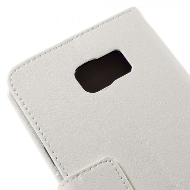 Samsung Galaxy Note 5 Leder Case mit Litchitextur und Standfunktion - weiss