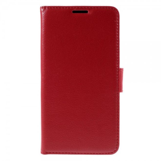 Samsung Galaxy Note 5 Leder Case mit Litchitextur und Standfunktion - rot