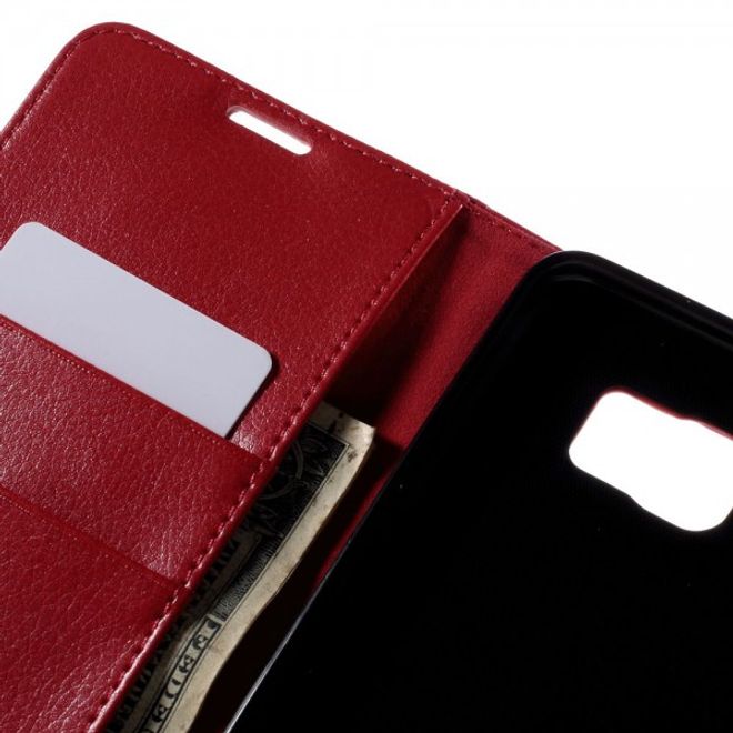 Samsung Galaxy Note 5 Leder Case mit Litchitextur und Standfunktion - rot