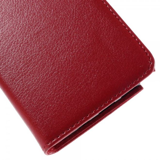 Samsung Galaxy Note 5 Leder Case mit Litchitextur und Standfunktion - rot